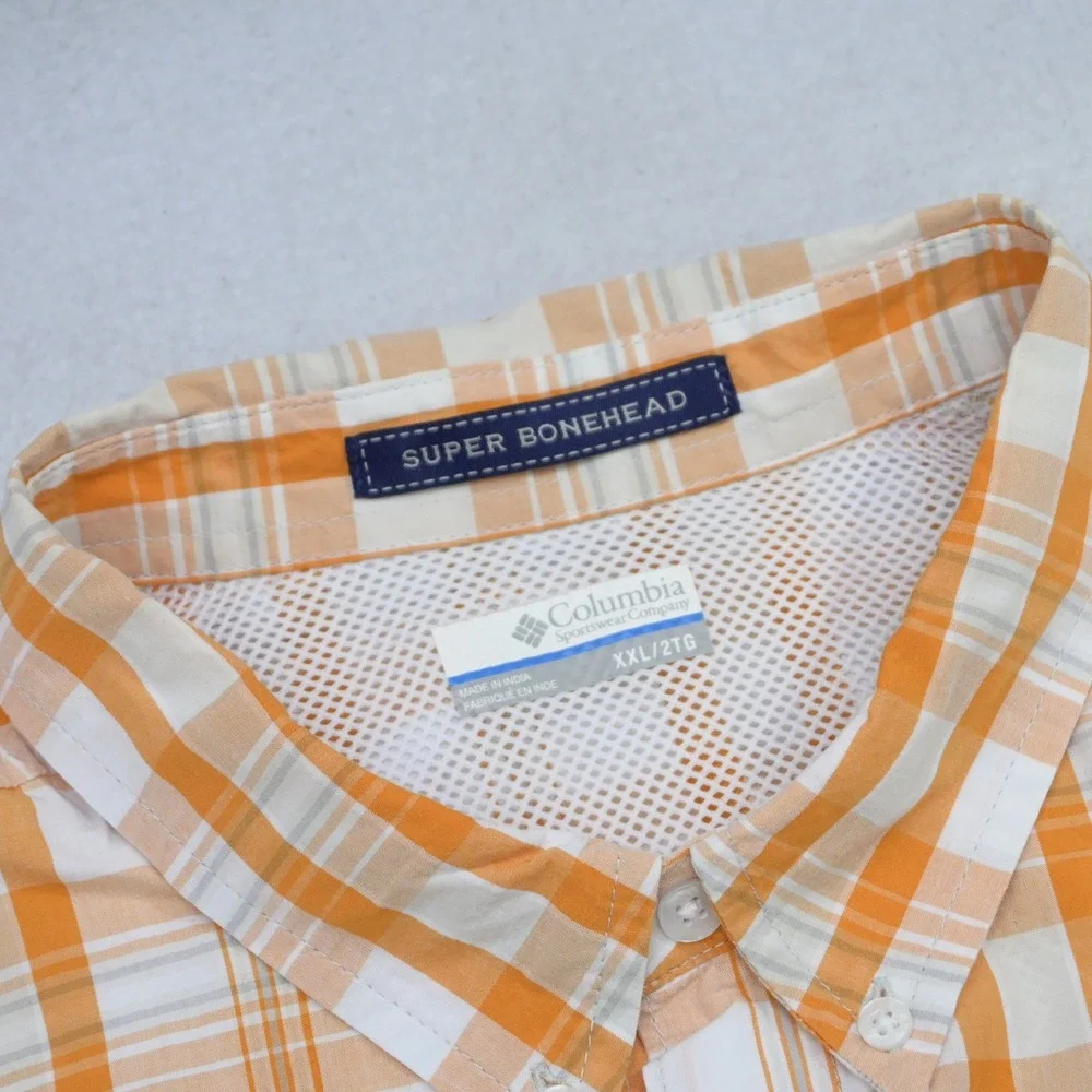 Columbia Vented Fishing Shirt Mens XXL Tennessee Vols Orange Plaid PFG Long
